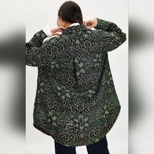 We The Free Tapestry Jacquard Shirt in Green and Black